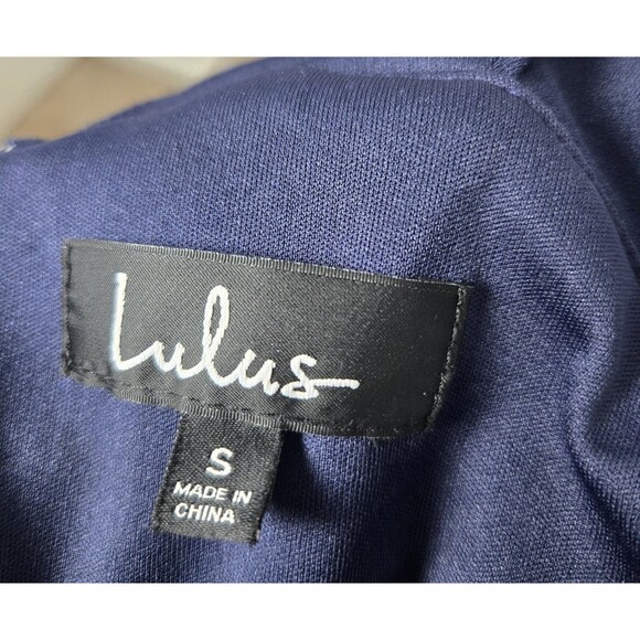 Lulus Womens Dress Size Small Navy Blue Off The Shoulder Bodycon Cityscape - Picture 7 of 8